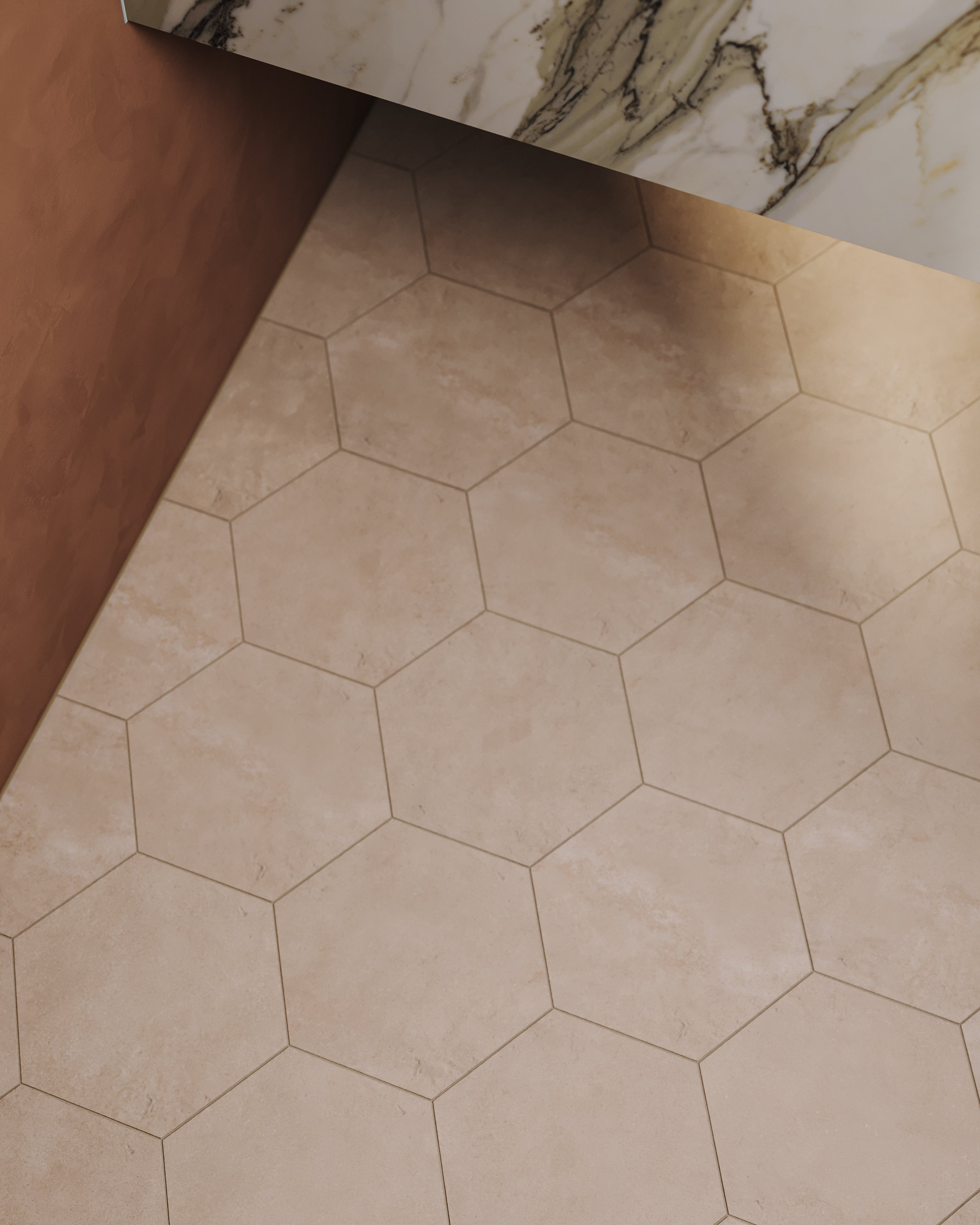 Kai 10x10 Matte Porcelain Hexagon Tile in Almond