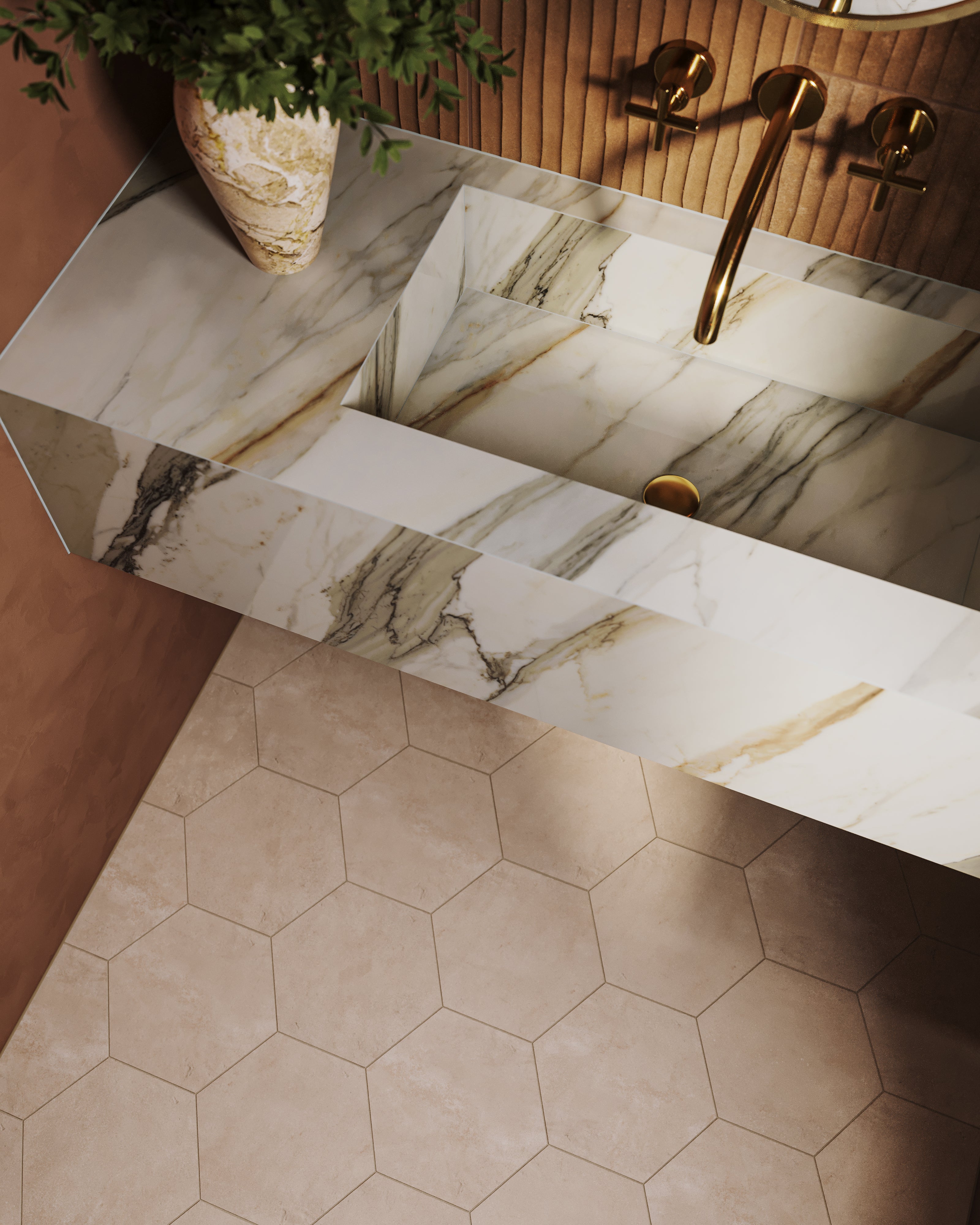 Aniston 24x48 Polished Porcelain Tile in Calacatta Cremo