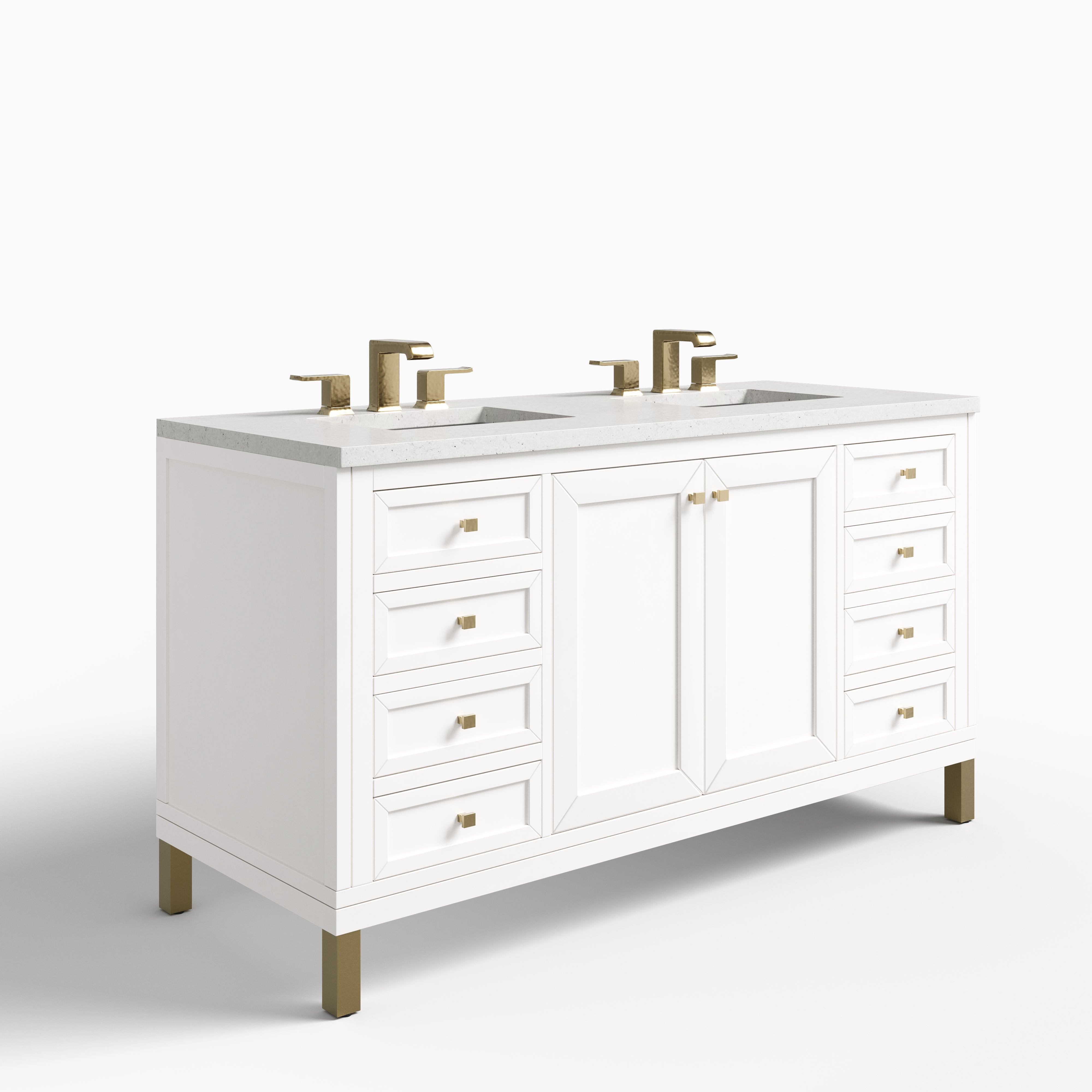 Janelle 60" Double Vanity in Glossy White with 3 cm Lime Delight Silestone Top