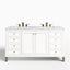 Janelle 60" Double Vanity in Glossy White with 3 cm Carrara Marble Top