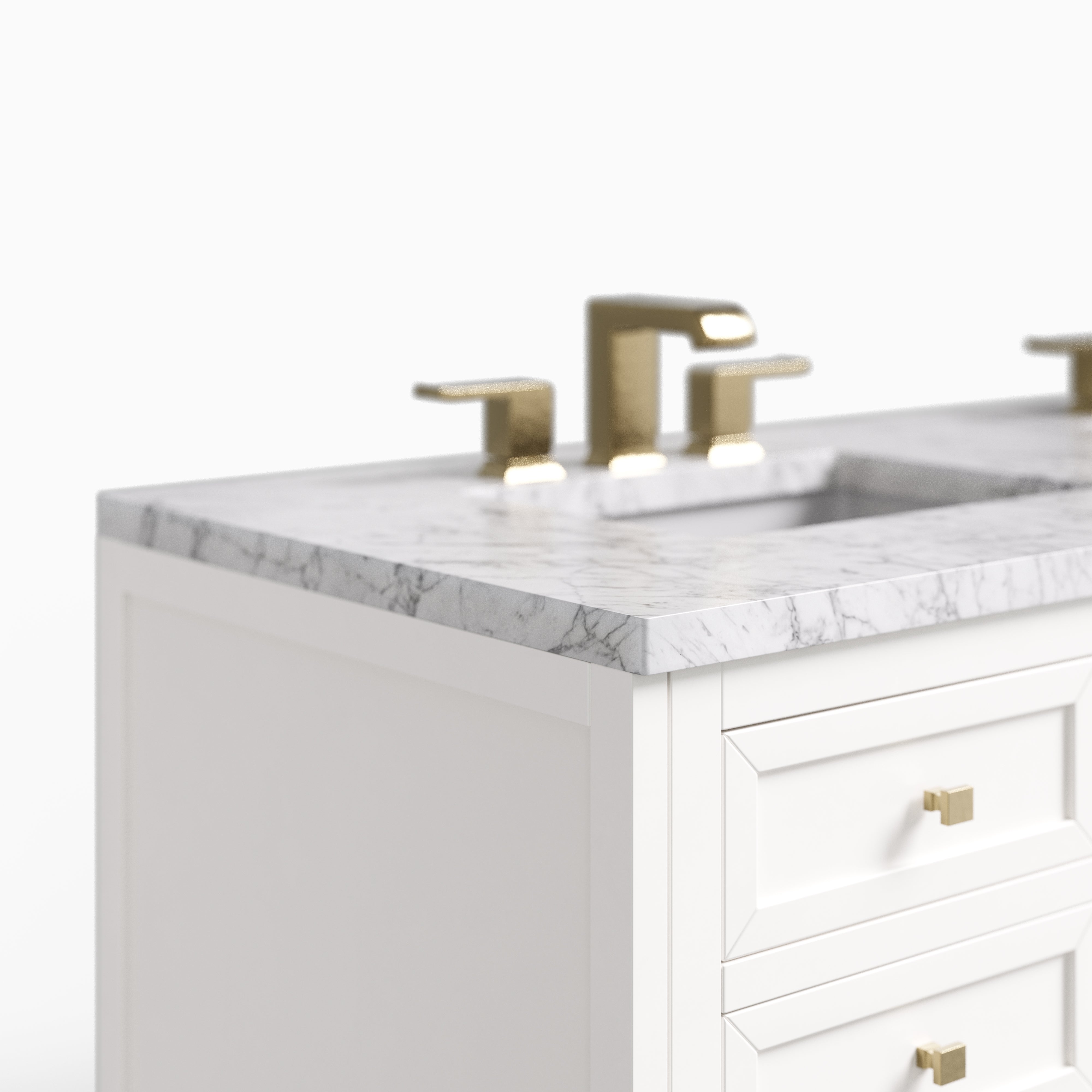 Janelle 60" Double Vanity in Glossy White with 3 cm Carrara Marble Top