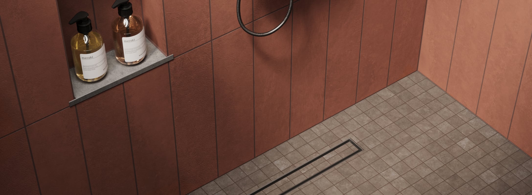 Brown Floor Tiles in a modern shower blend warmth with contemporary design, enhancing the bathroom's aesthetic appeal.