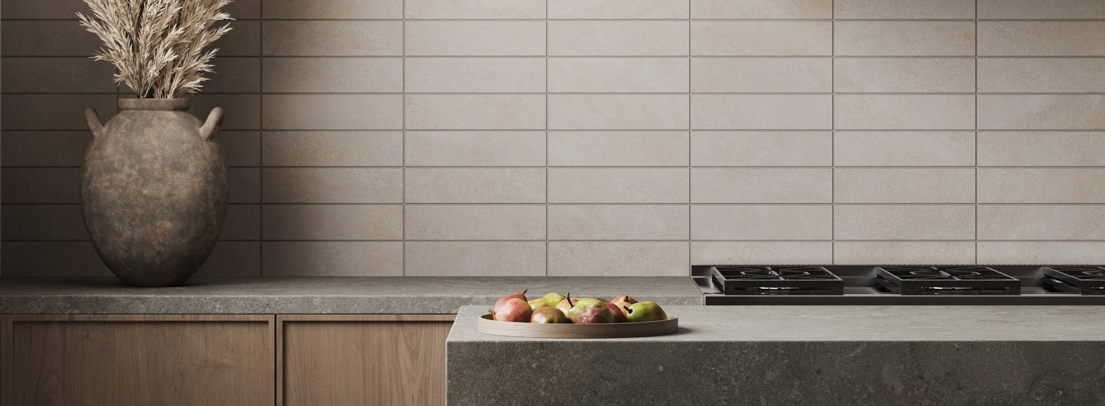 Modern 3x12 Tiles create a chic kitchen backsplash, adding a contemporary touch to culinary spaces.