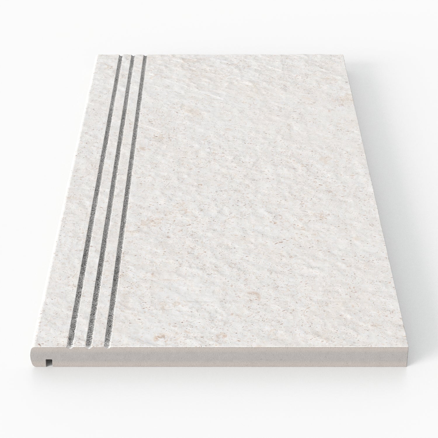 Bowden 12 x 24 Grip Porcelain 2cm Drain Coping / Stair Tread in Canvas