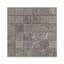 2x2 matte mosaic porcelain tiles featuring deep gray-brown tones and a weathered concrete texture, ideal for modern interiors