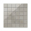2x2 mosaic porcelain tiles featuring soft light gray hues with beige undertones and a polished finish for a timeless, elegant concrete look