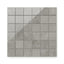 Elegant 2x2 mosaic porcelain tiles featuring a smooth, polished finish and subtle gray variations
