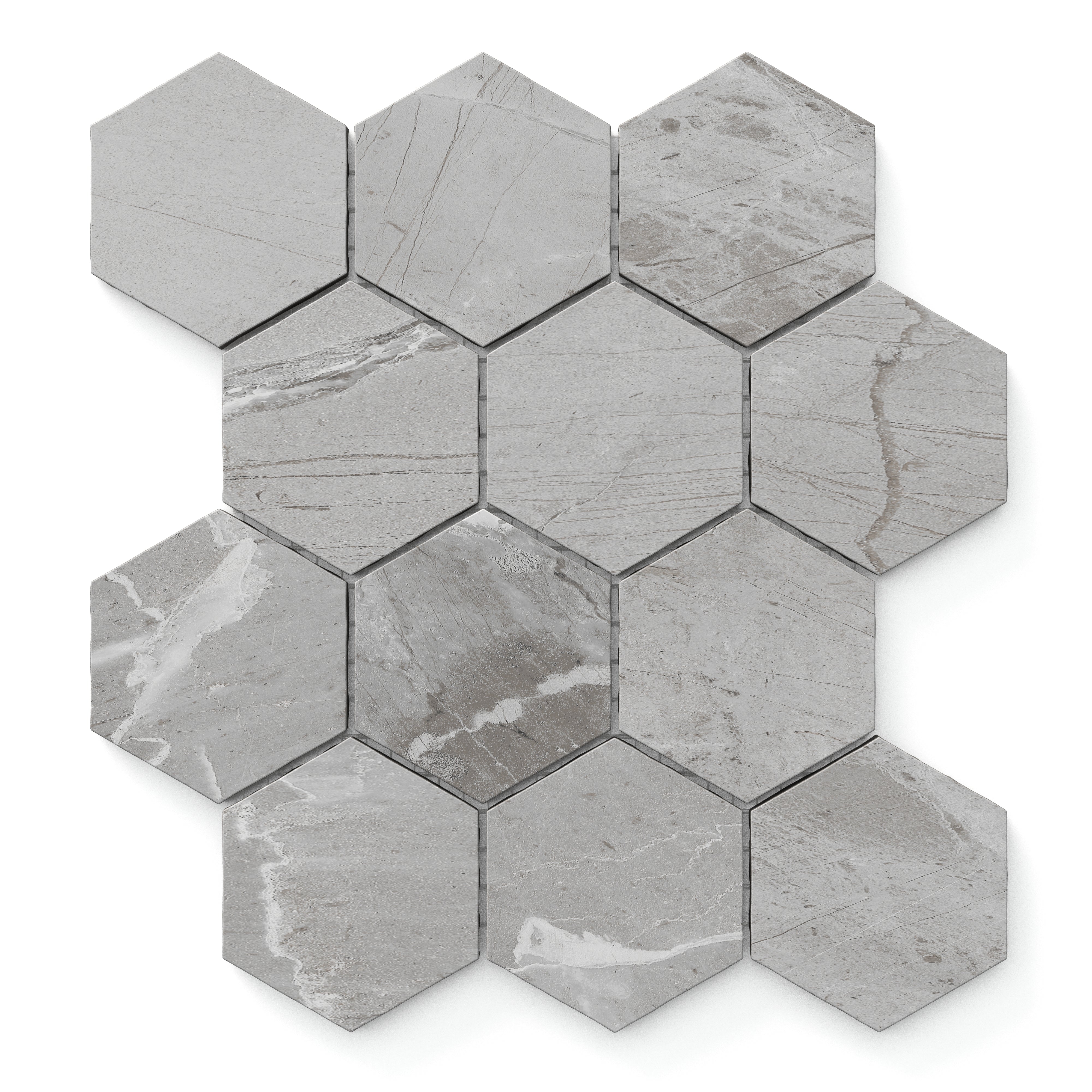Declan 3x3 Matte Porcelain Hexagon Mosaic Tile in Grey