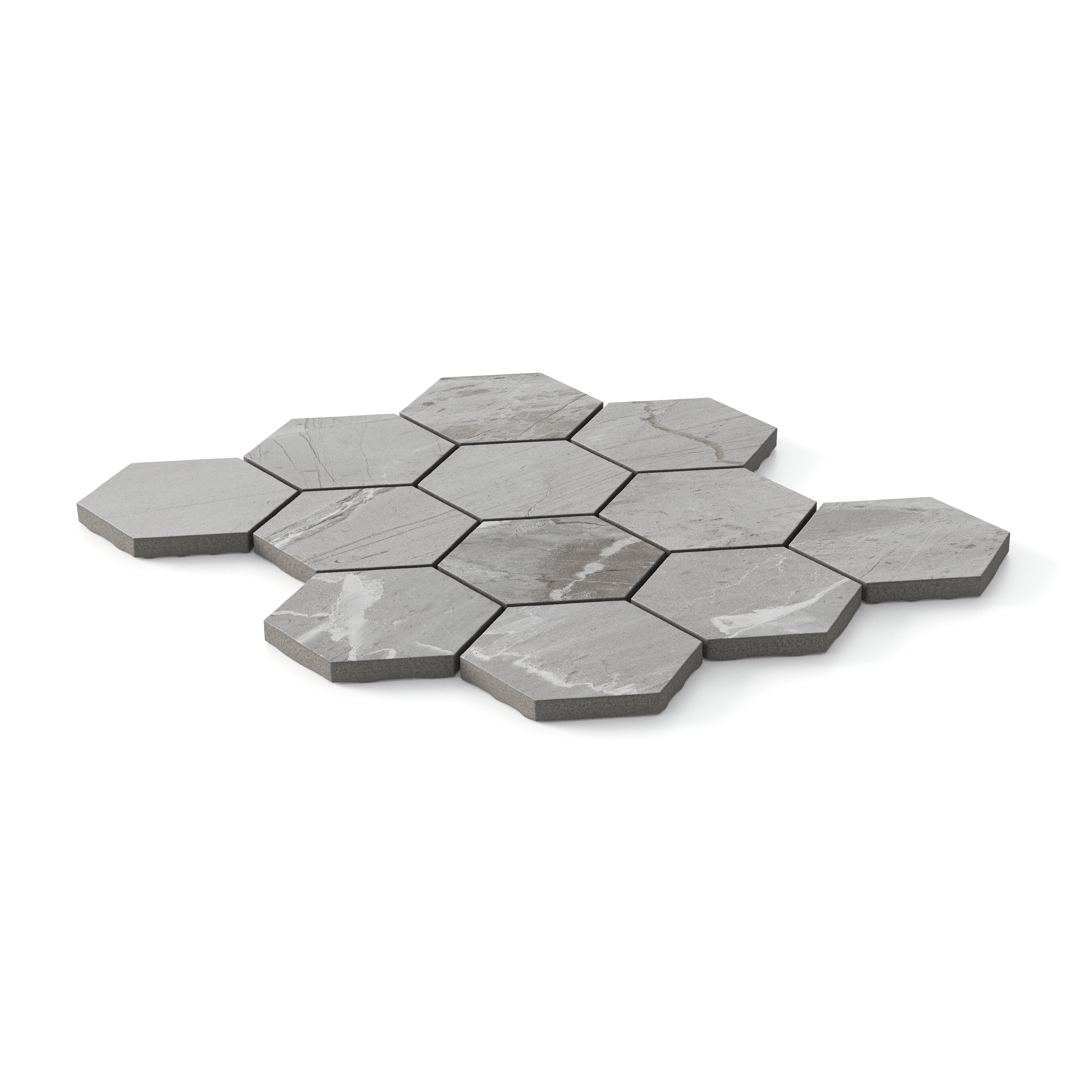 Declan 3x3 Matte Porcelain Hexagon Mosaic Tile in Grey