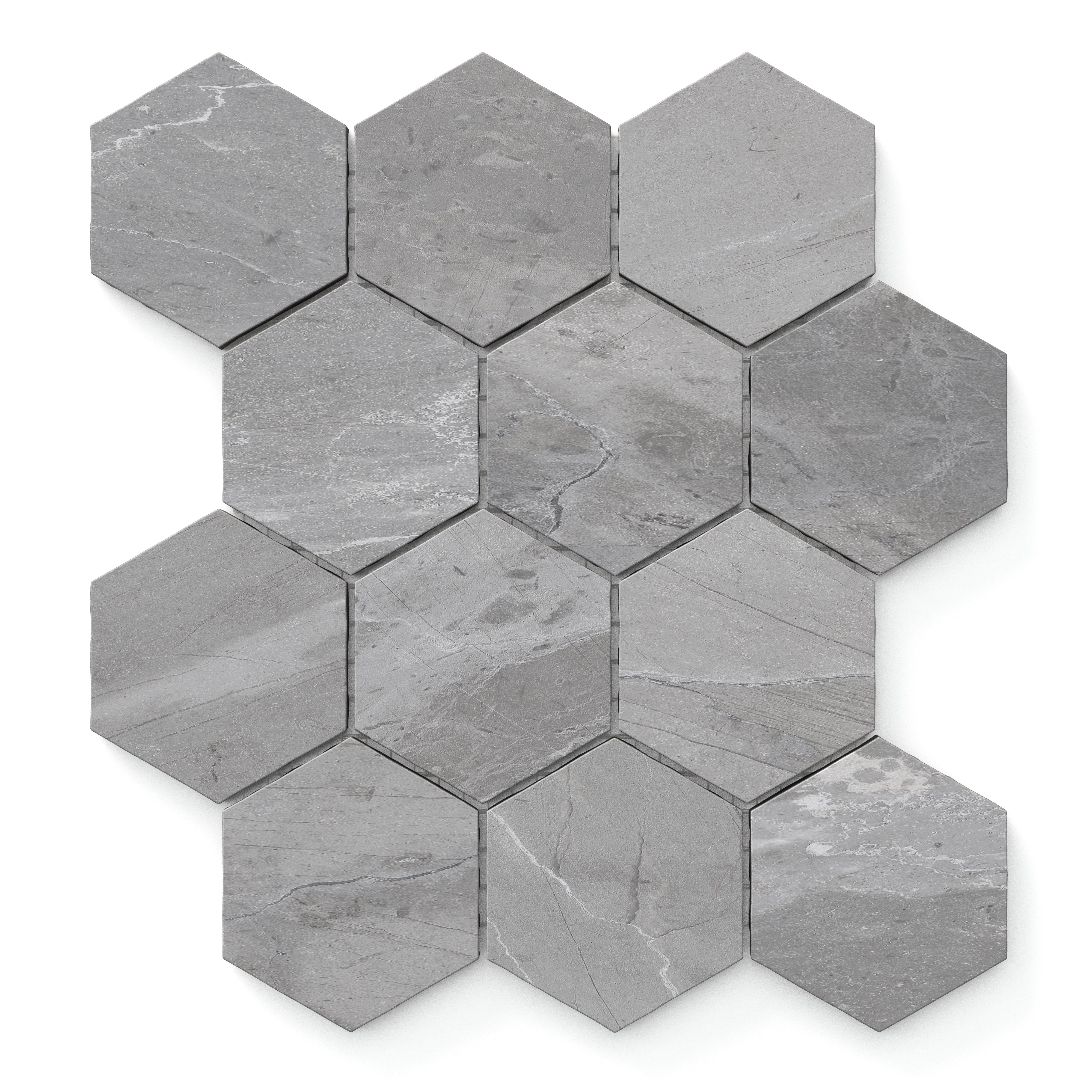 Declan 3x3 Matte Porcelain Hexagon Mosaic Tile in Iron