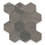 Hexagonal matte porcelain tiles in brown, showcasing natural veining for a modern, organic aesthetic.
