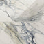 Close-up of Calacatta Antico marble look tiles with light grey, blue and golden veining in white, ideal for creating a luxurious, polished aesthetic.