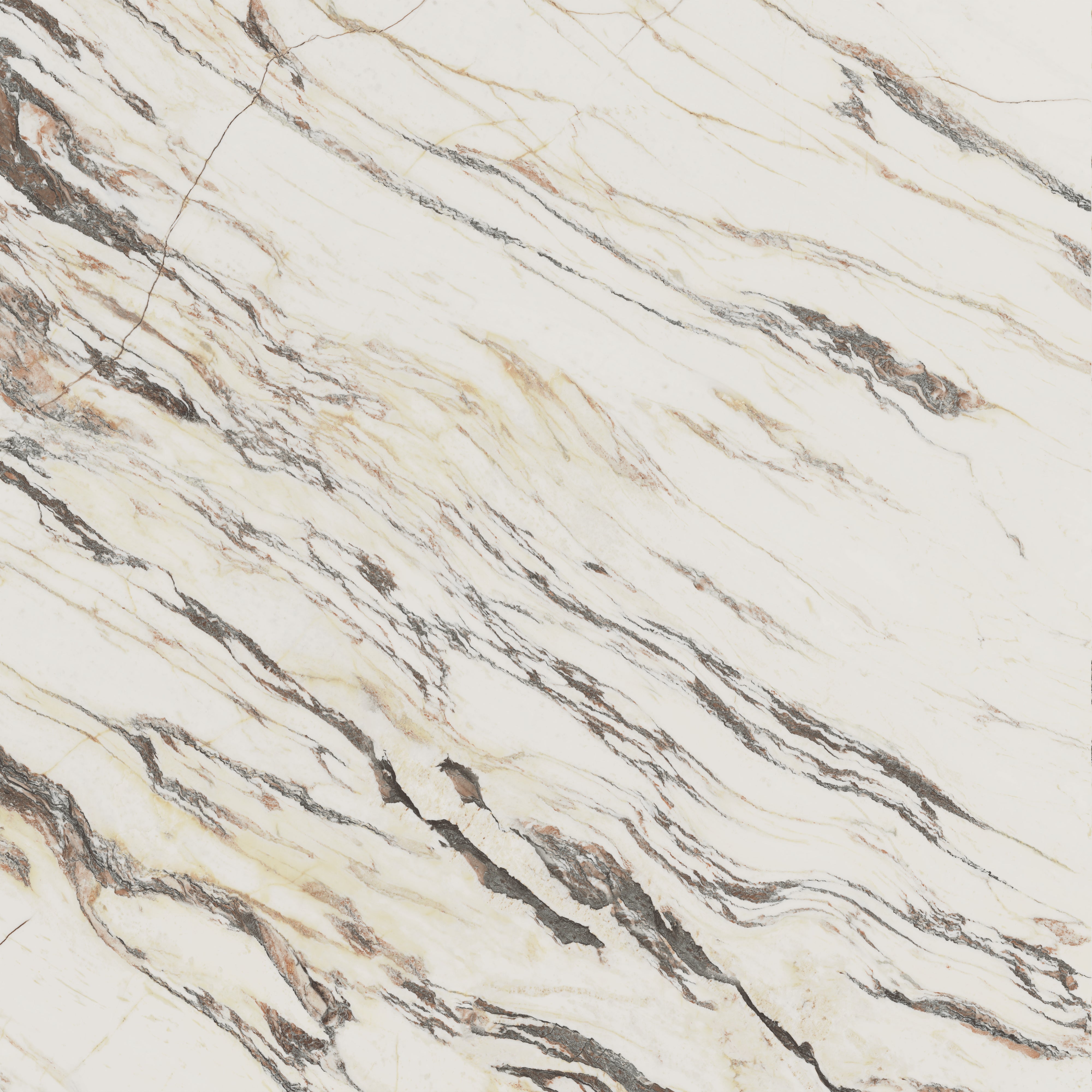Aniston Calacatta Viola Marble-Look Porcelain Tile showcases rustic, reddish veining against a luminous white background, offering a unique and captivating aesthetic.