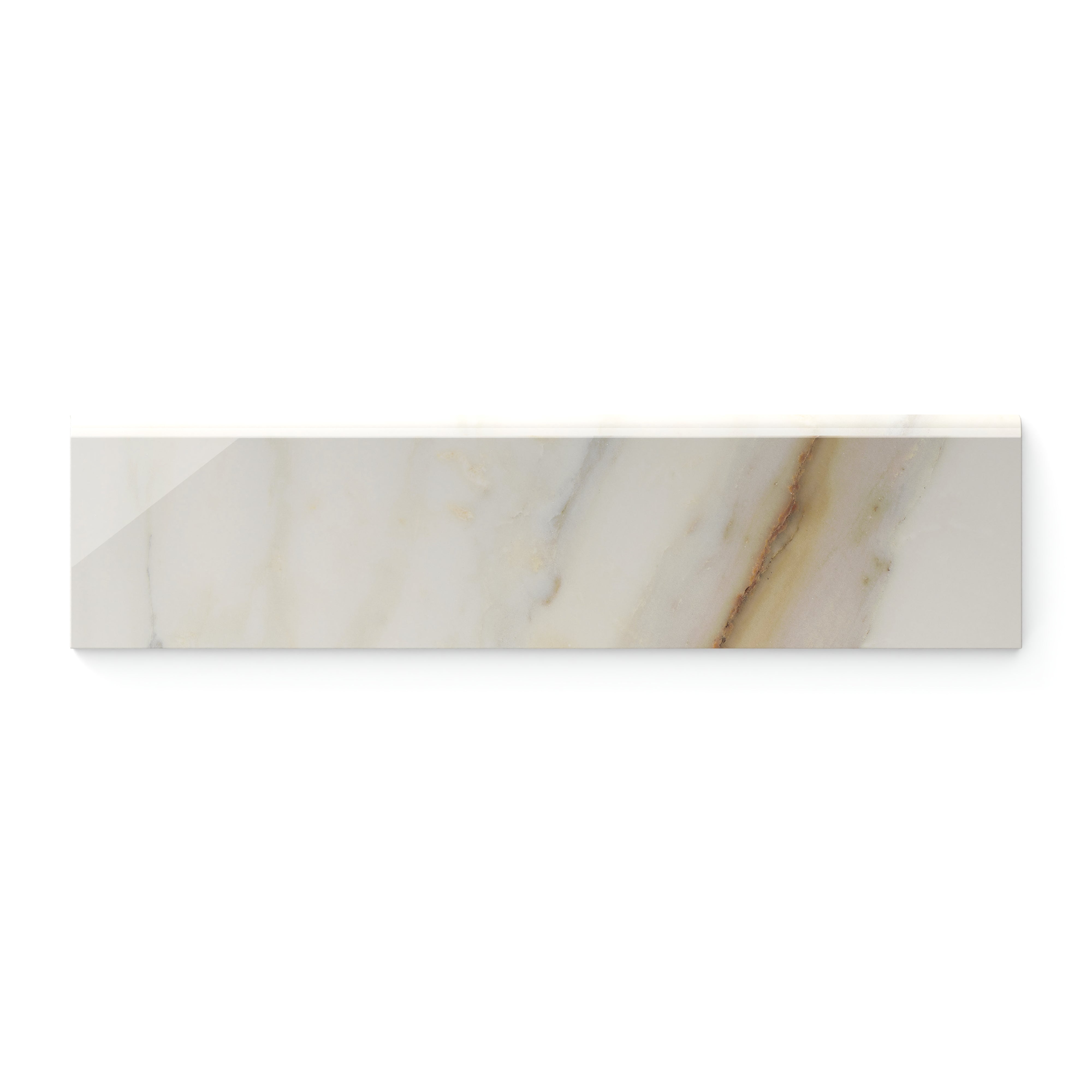 Aniston 3x12 Polished Porcelain Bullnose Tile in Calacatta Cremo