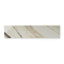 Polished beige Calacatta Viola 3x12 bullnose marble look tile with striking gold and brown veining, designed for a bold and refined edge detail.