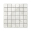 White polished Carrara Bianco 2x2 mosaic marble look tiles with light grey veining, offering a classic and versatile design for timeless elegance.