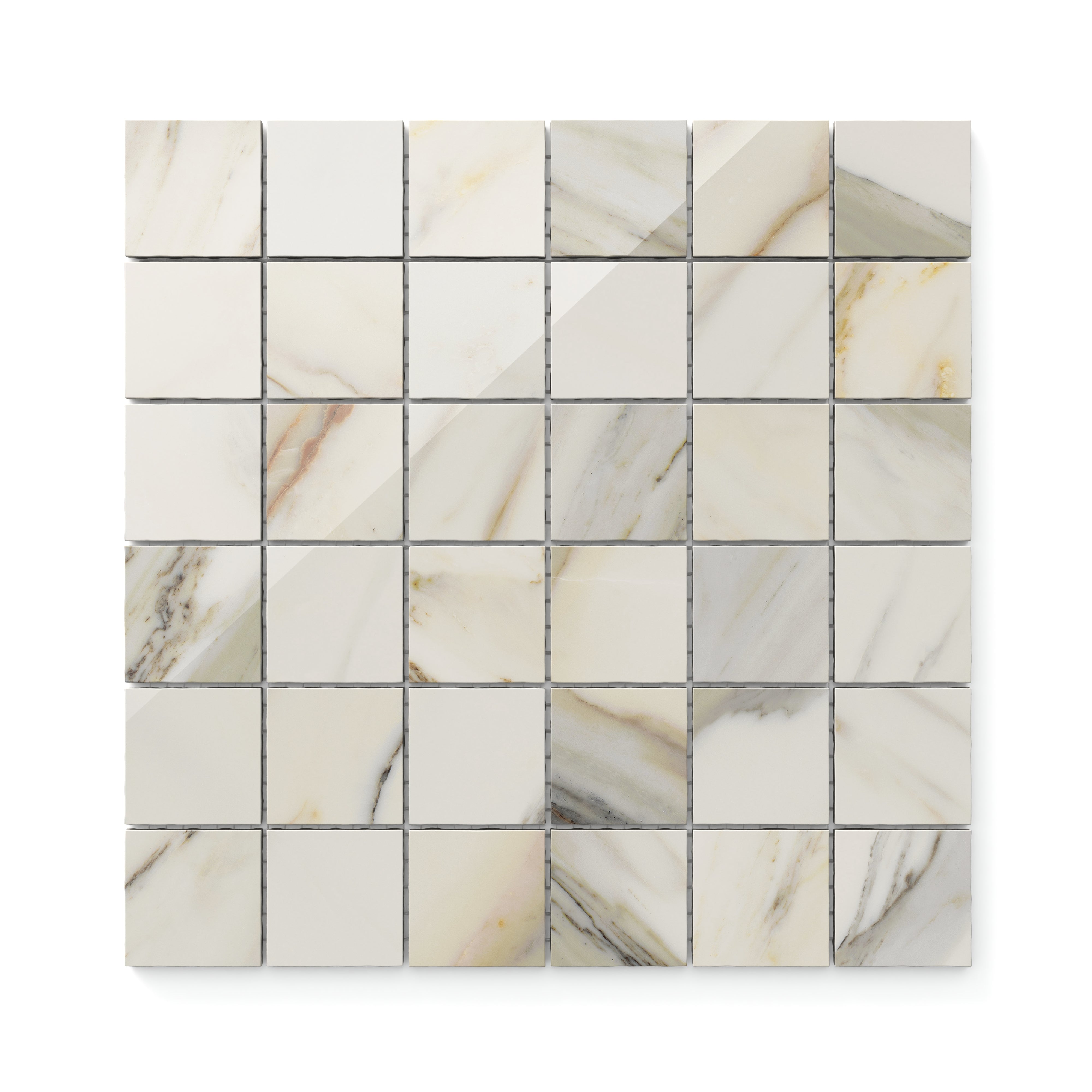 Aniston 2x2 Polished Porcelain Mosaic Tile in Calacatta Cremo