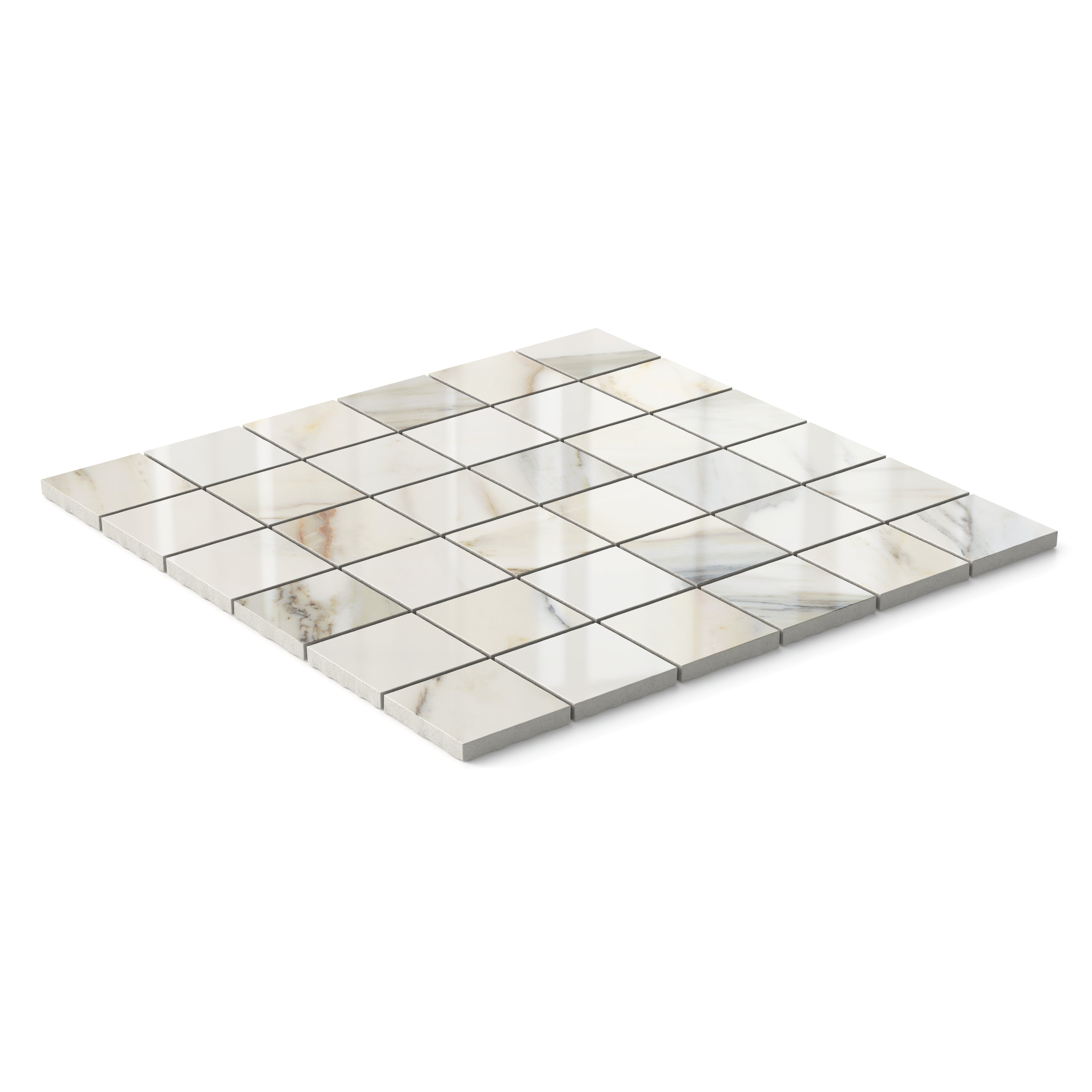 Aniston 2x2 Polished Porcelain Mosaic Tile in Calacatta Cremo