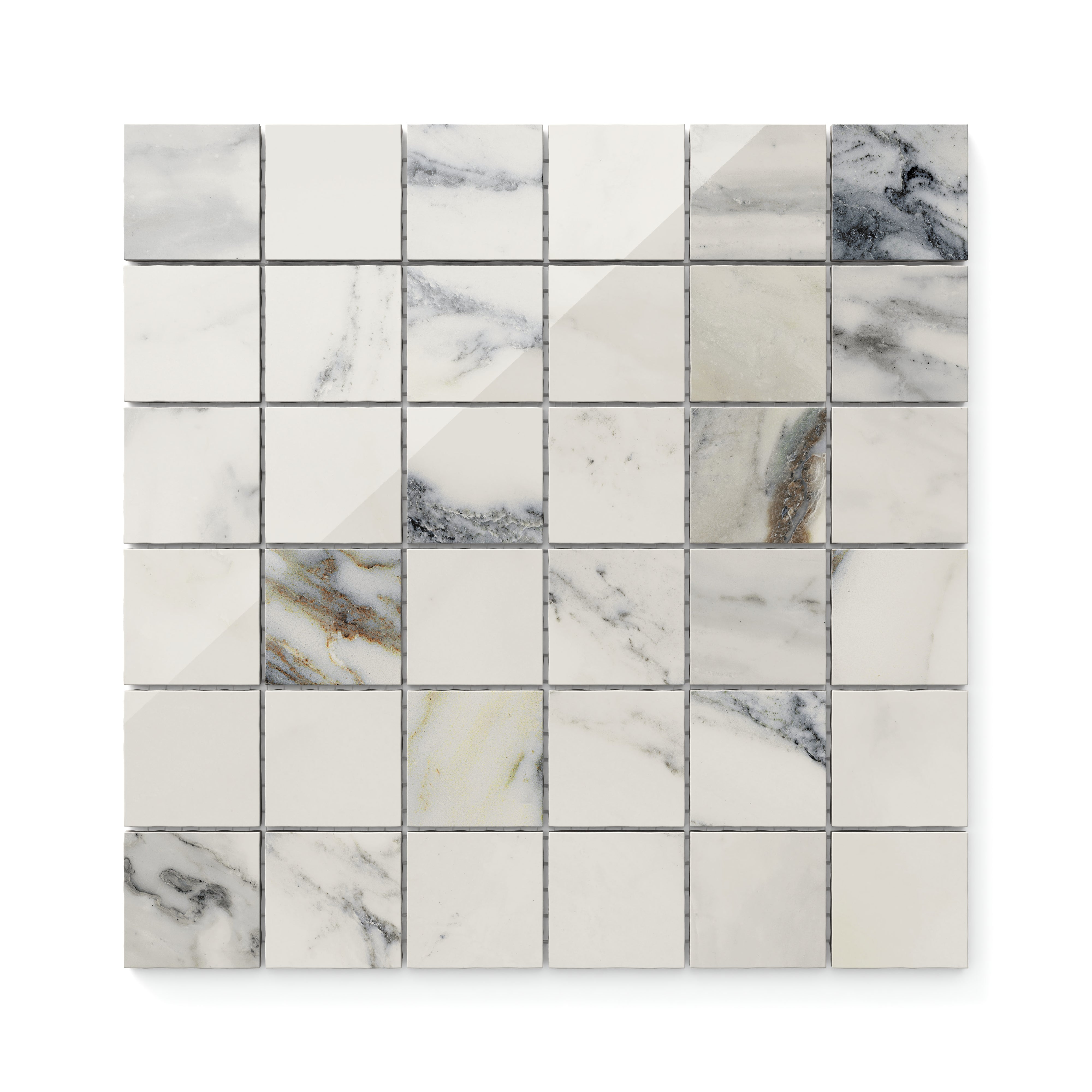Aniston 2x2 Polished Porcelain Mosaic Tile in Calacatta Antico