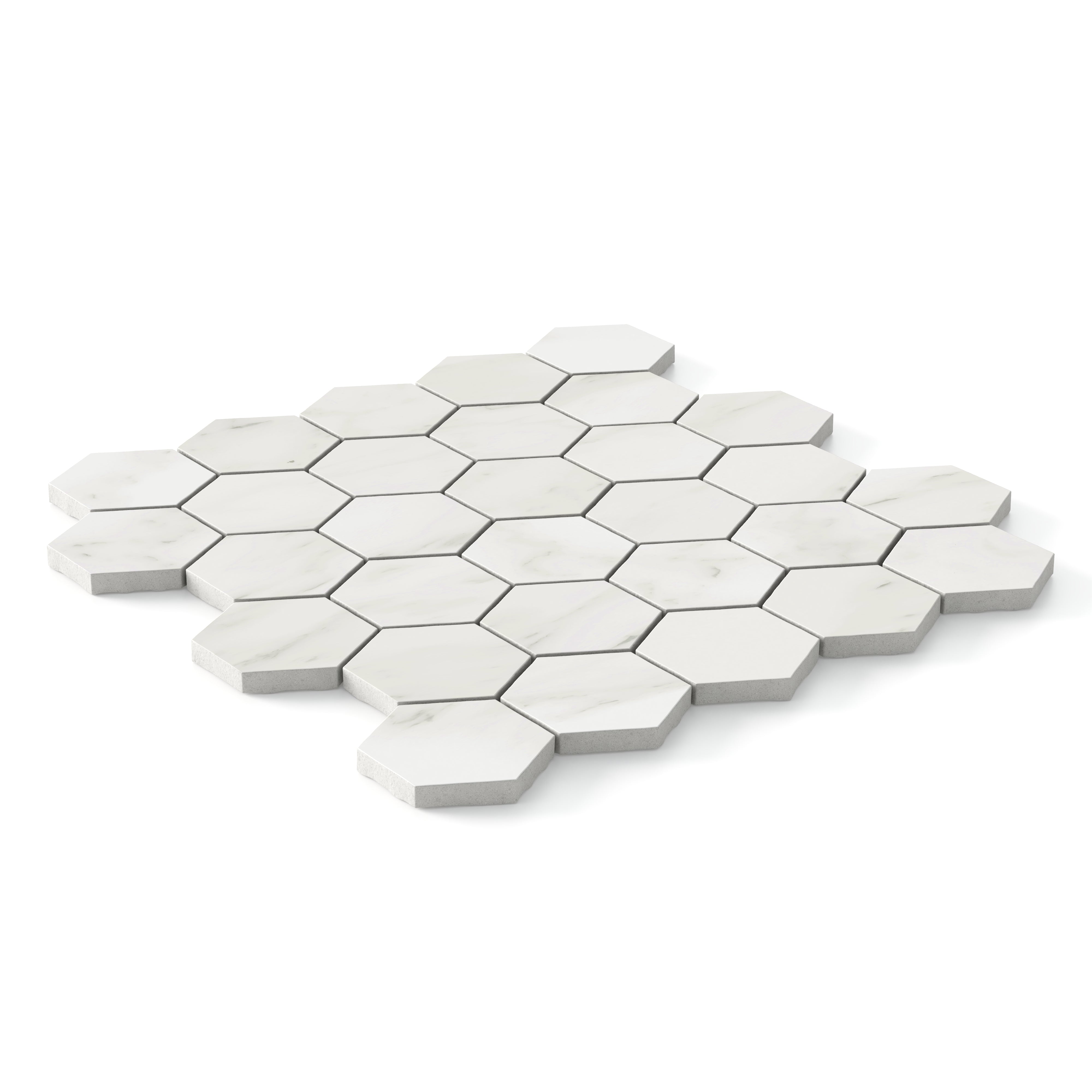 Aniston 2x2 Matte Porcelain Hexagon Mosaic Tile in Carrara Bianco