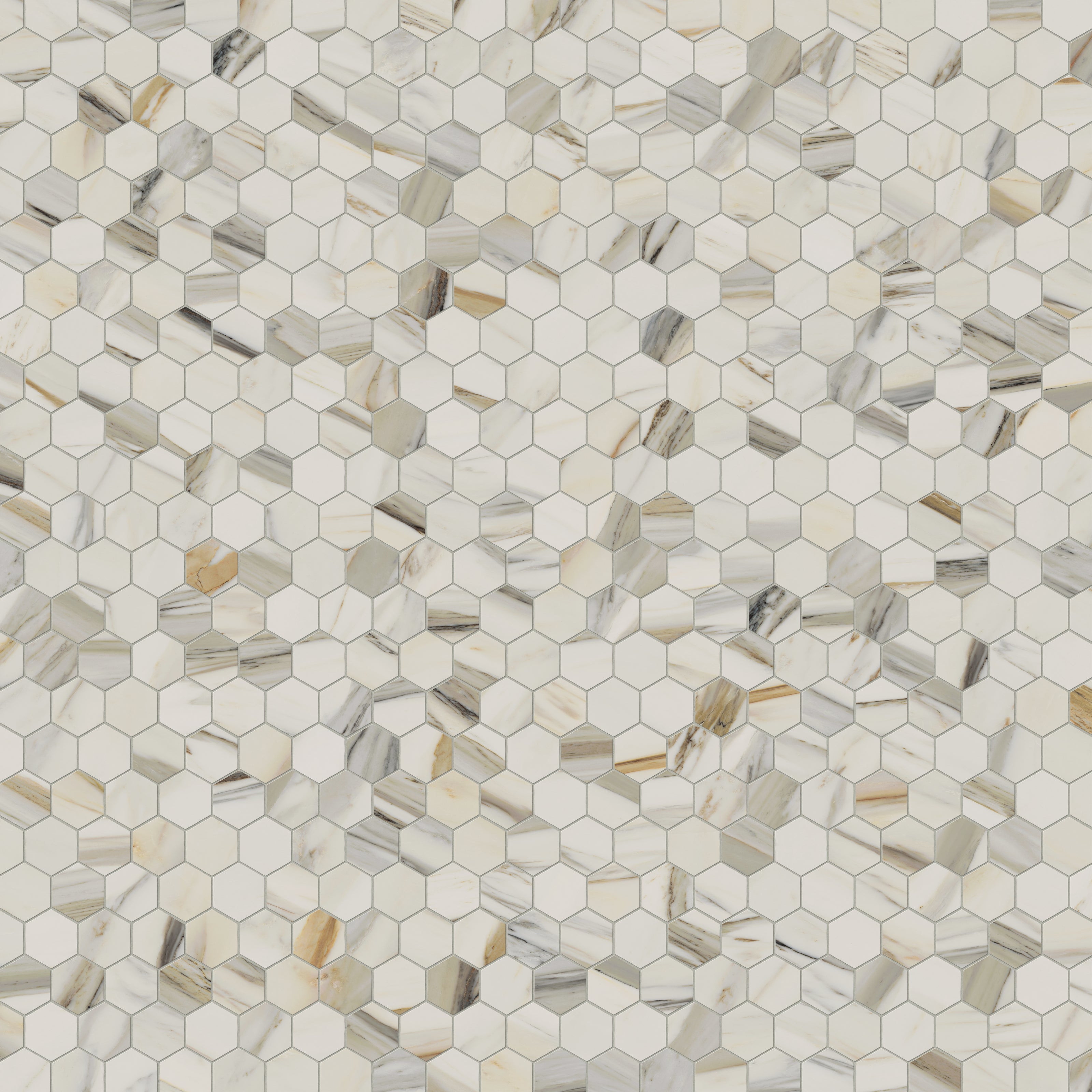 Mosaïque Sol/mur Marbre Pierre Naturelle - Motif Hexagone - Multicolore Beige/vert - Format 298x305mm (lot De 10)