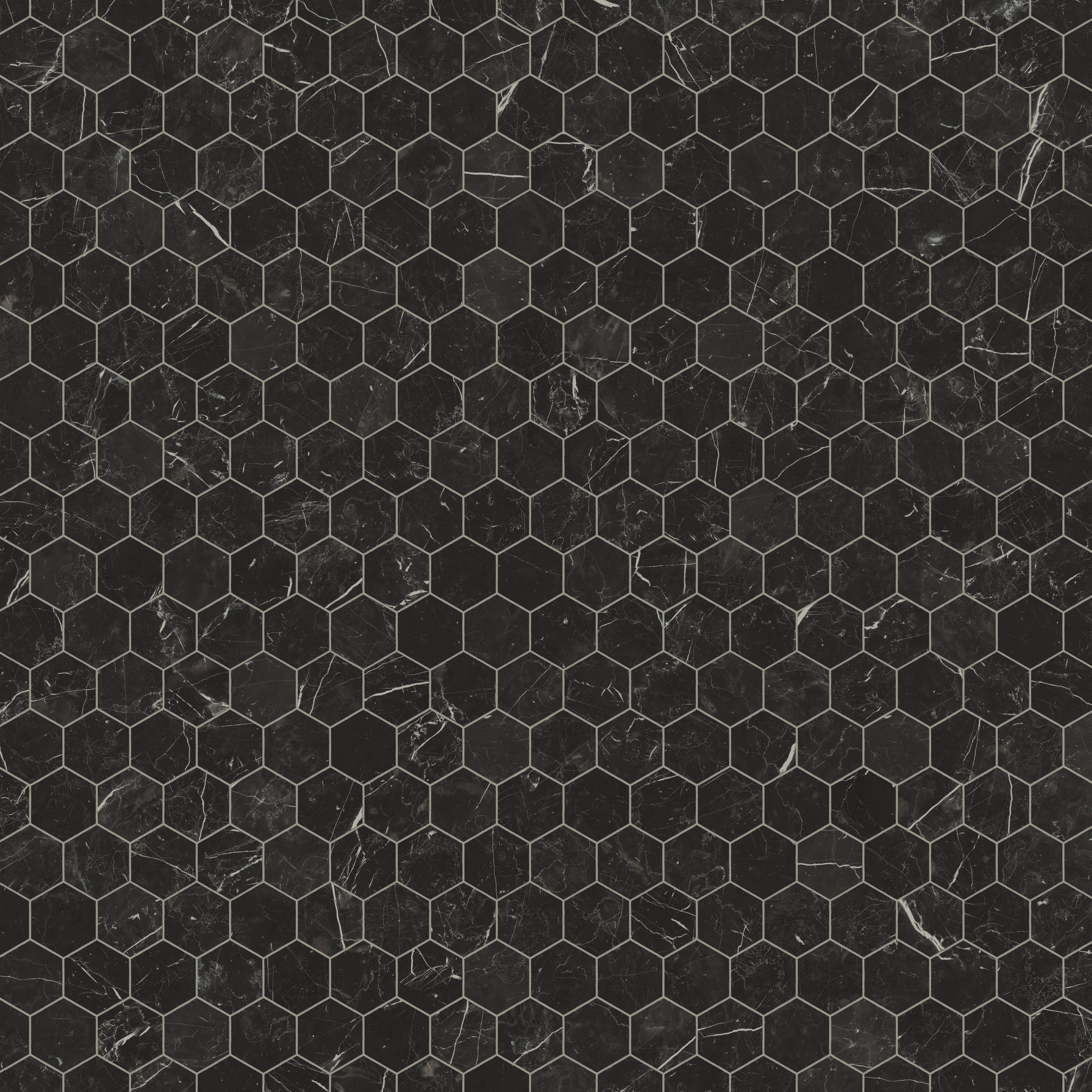 Leona 3x3 Polished Porcelain Hexagon Mosaic Tile in Nero Marquina