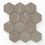 Leona Amani Bronze 3x3 hexagon mosaic tile in a matte finish features subtle white veining over a warm bronze base, offering a contemporary and earthy aesthetic.