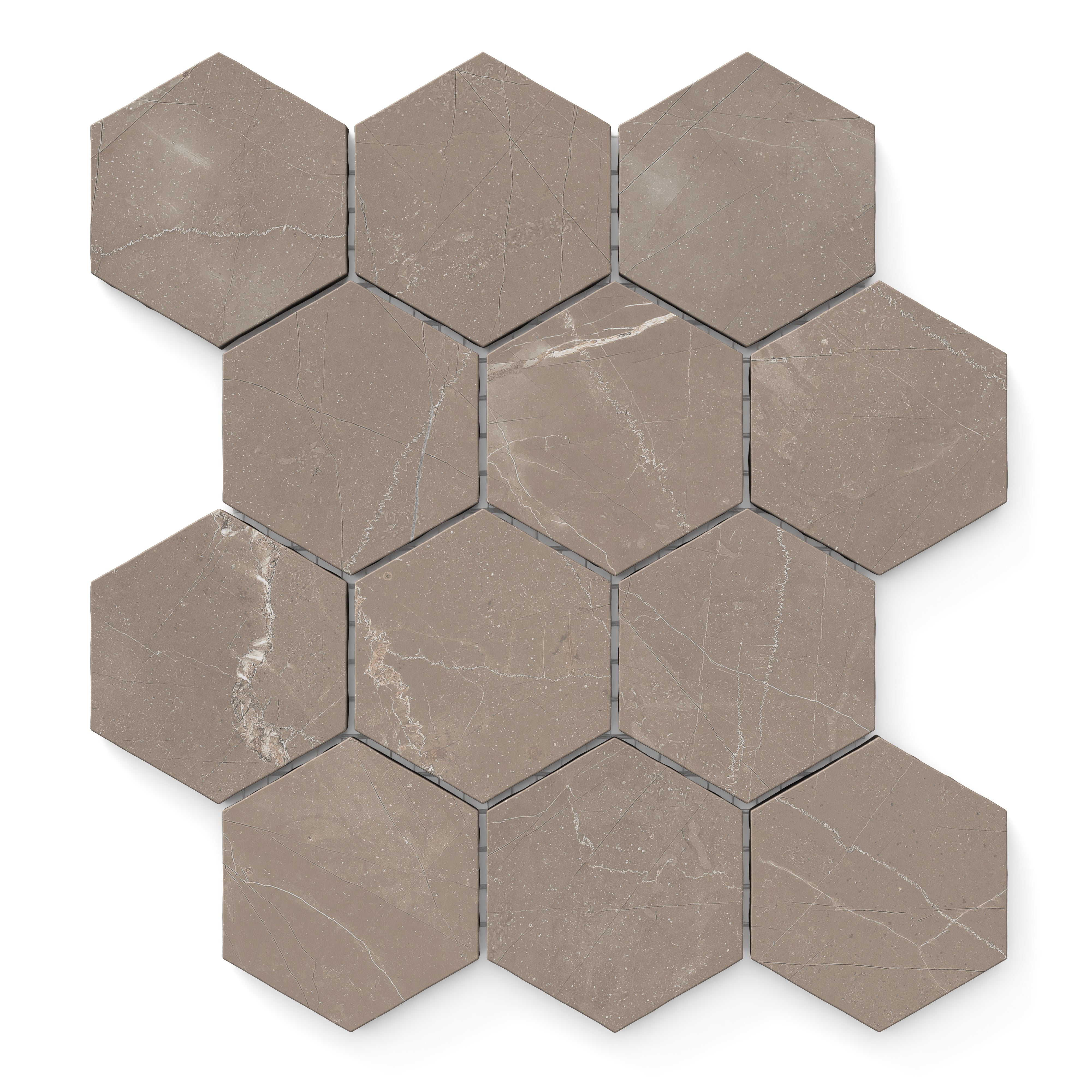 Leona 3x3 Matte Porcelain Hexagon Mosaic Tile in Amani Bronze