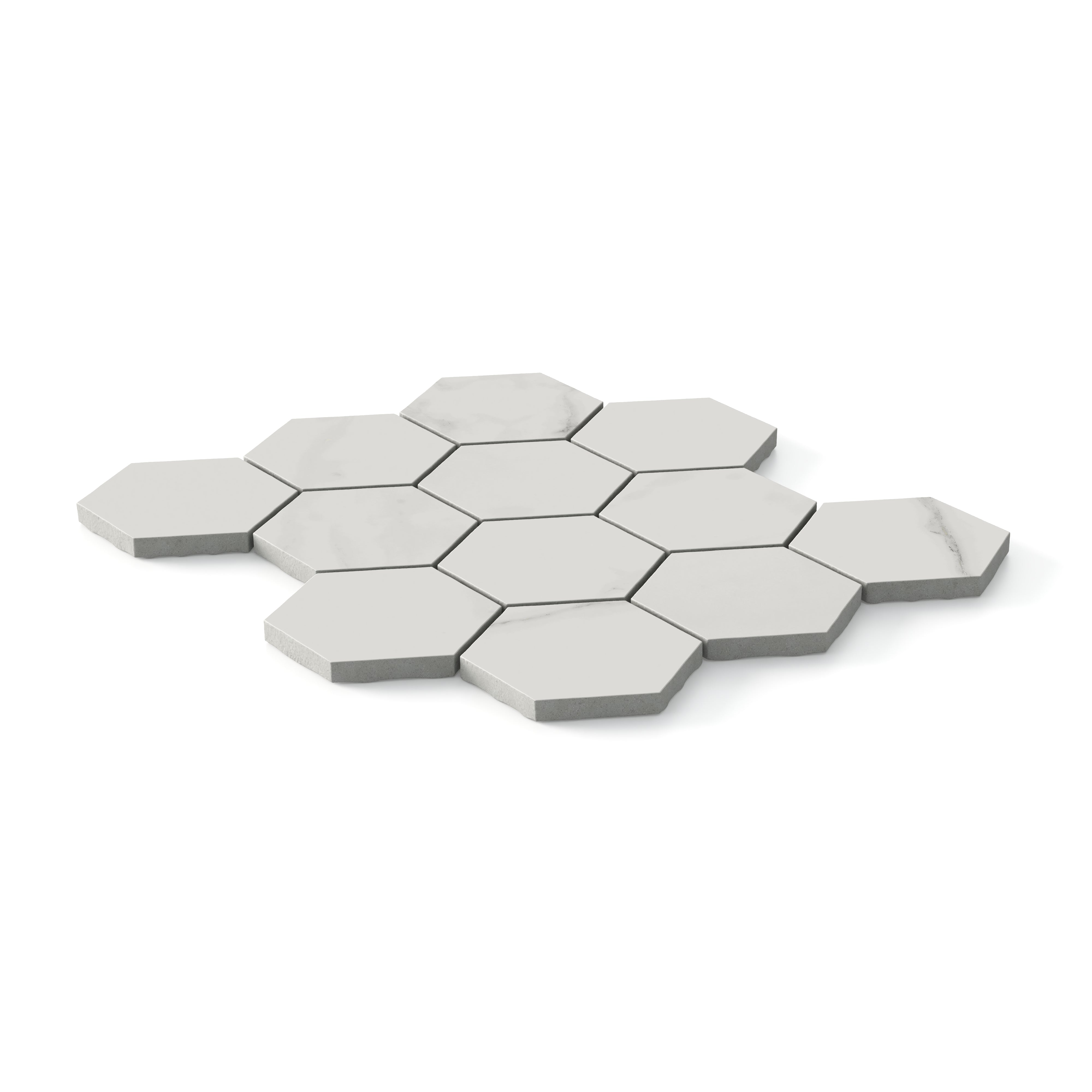 Leona 3x3 Matte Porcelain Hexagon Mosaic Tile in Calacatta
