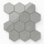 Leona Amani Grey 3x3 hexagon mosaic tile in a polished finish, featuring sleek gray tones with delicate veining for a contemporary aesthetic.