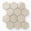 Leona Marfil 3x3 hexagon mosaic tile in a polished finish, showcasing soft beige tones with subtle texture and veining for timeless elegance.