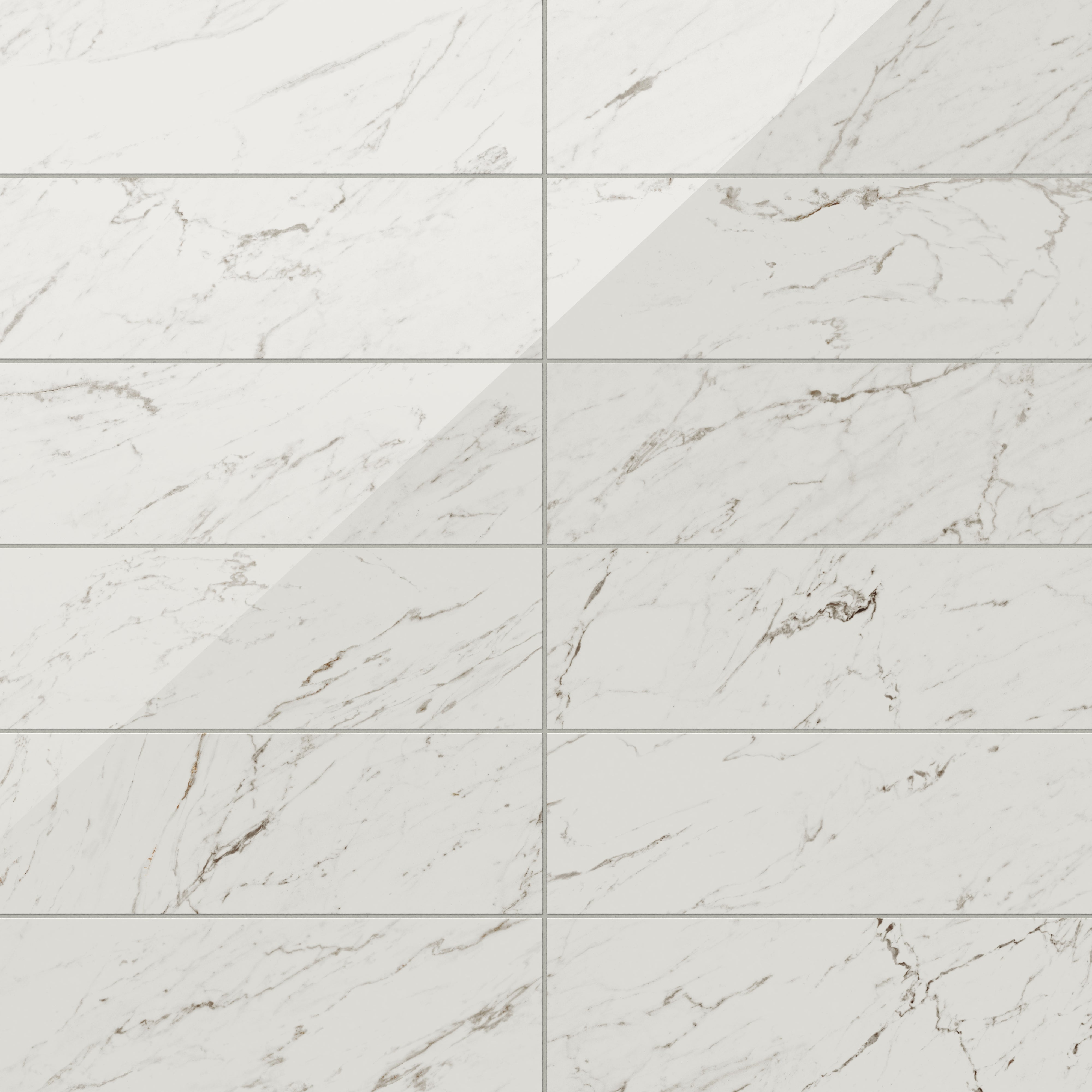 Blair 8x24 Polished Porcelain Tile in White Carrara