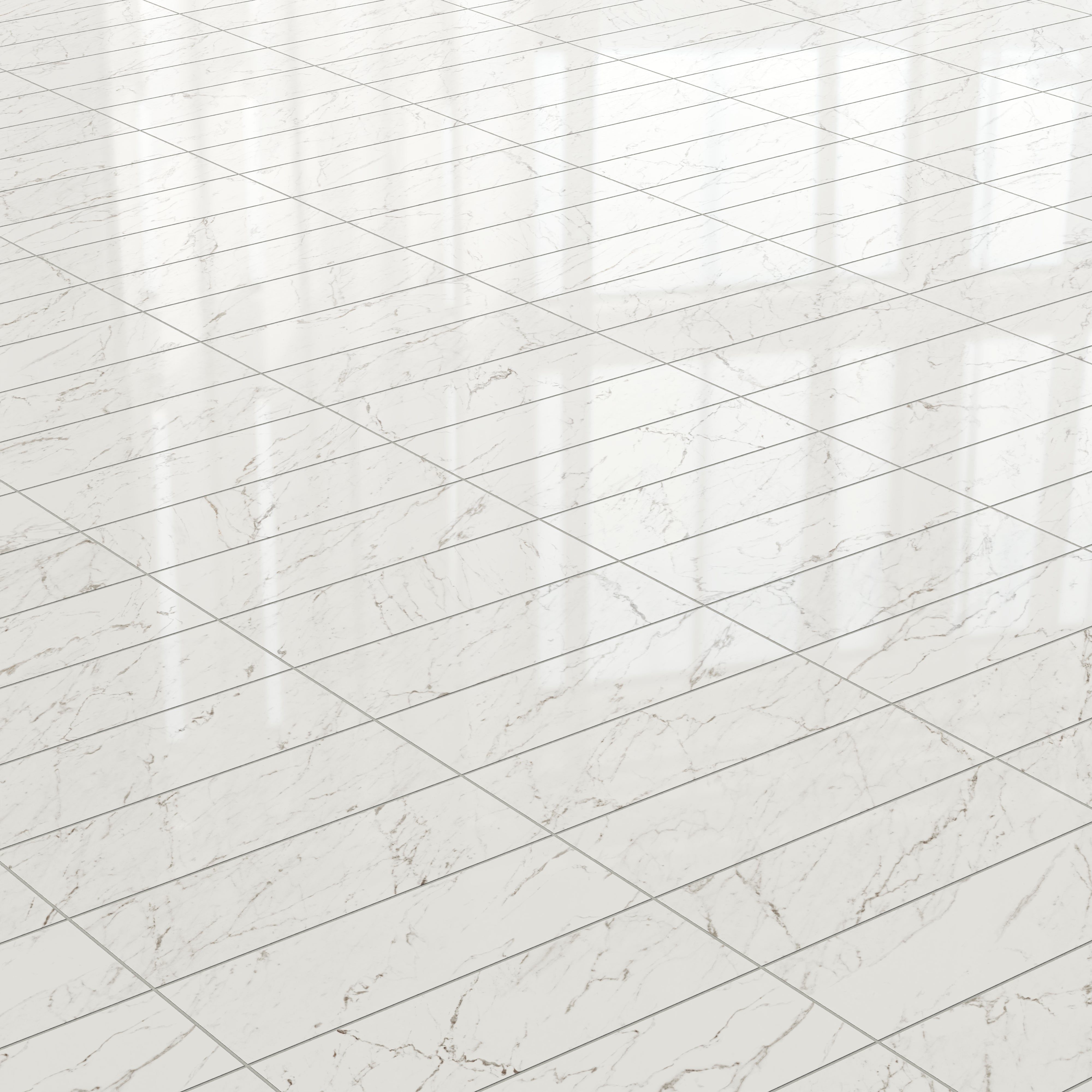 Blair 8x24 Polished Porcelain Tile in White Carrara