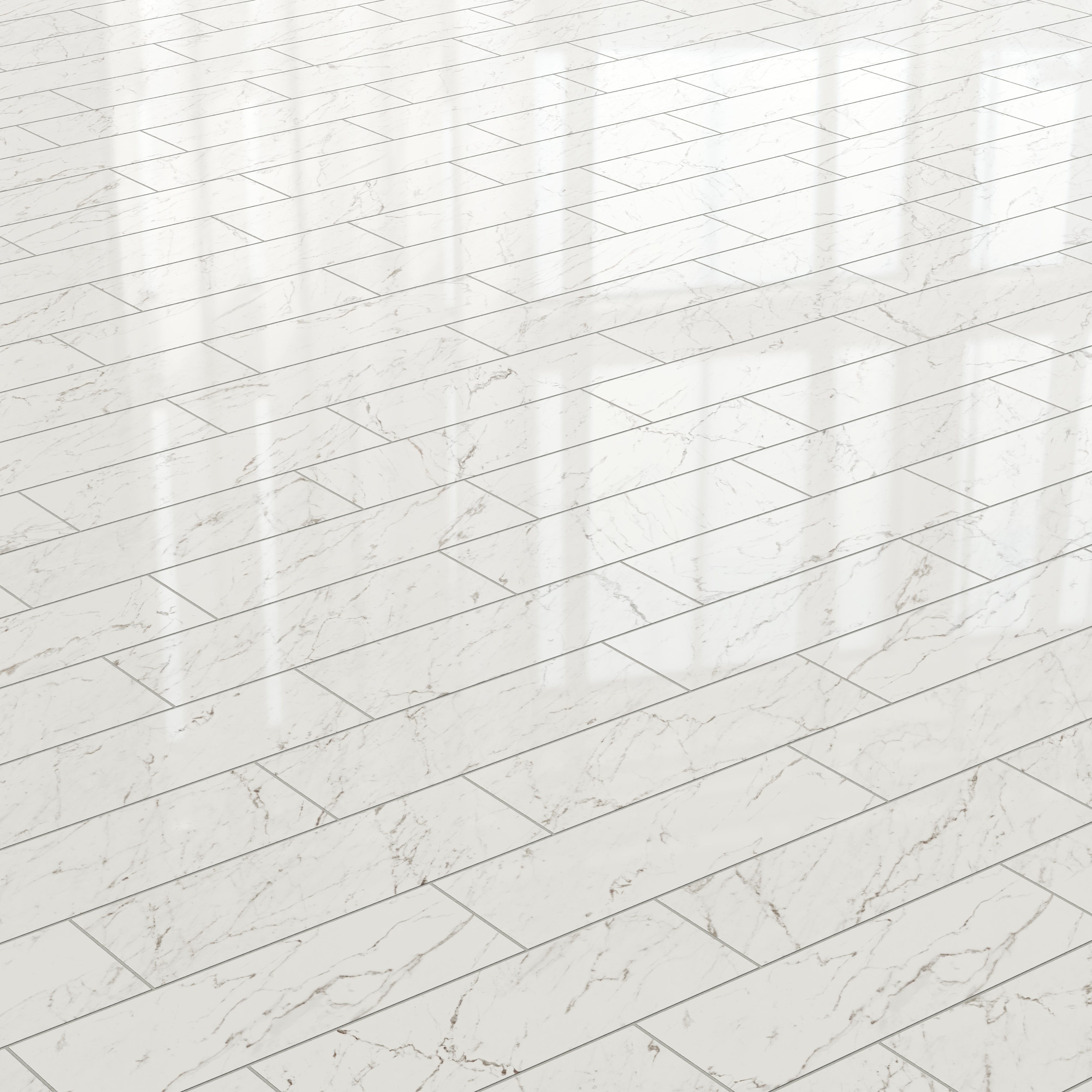 Blair 8x24 Polished Porcelain Tile in White Carrara
