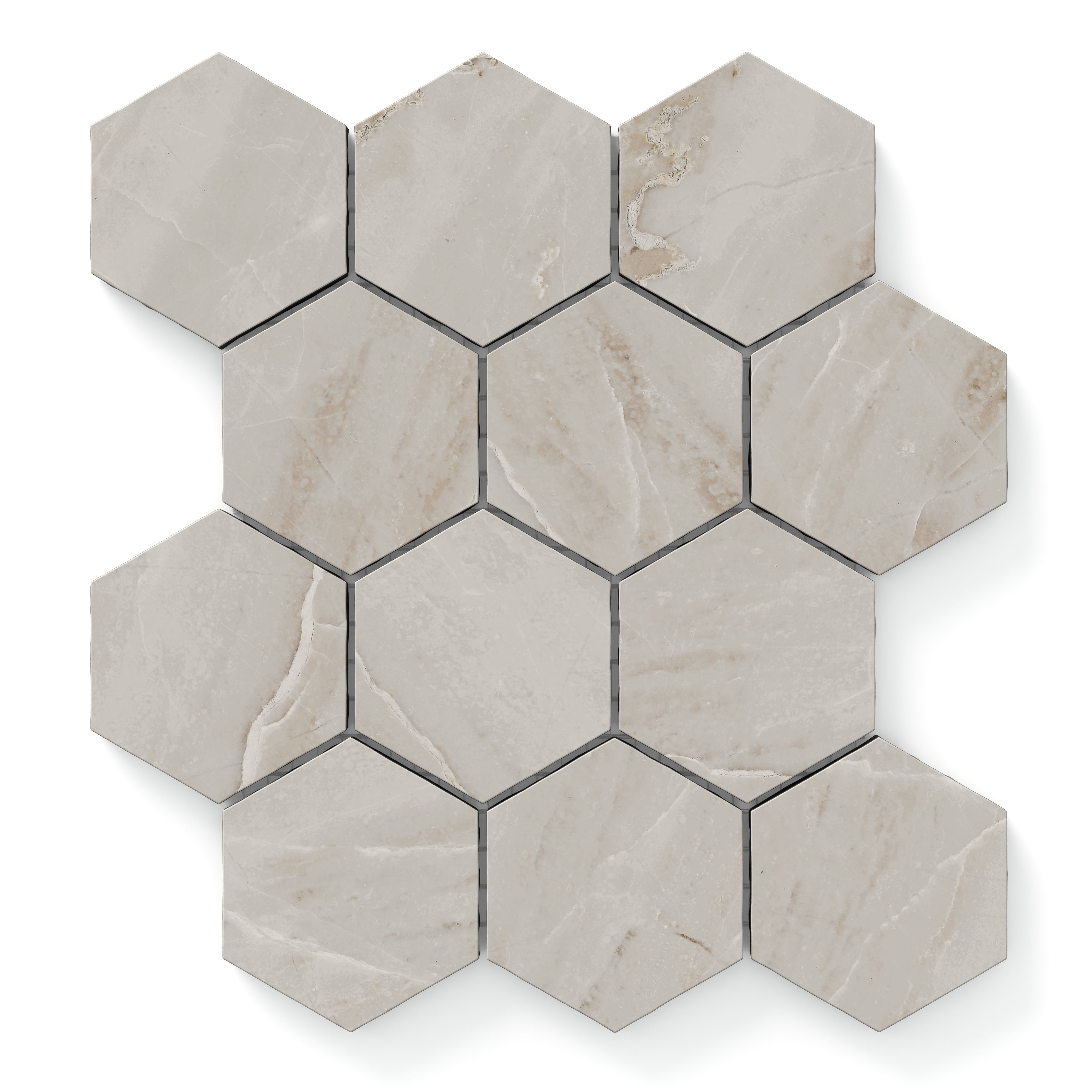 Blair 3x3 Matte Porcelain Hexagon Mosaic Tile in Oniciata Beige