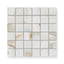 Astrid 2x2 matte porcelain mosaic tile in Pearl, featuring a mosaic of soft ivory and gold tones with subtle veining.
