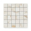 Astrid 2x2 matte porcelain mosaic tile in Alabaster, featuring soft beige and ivory tones with subtle veining in a polished mosaic design.