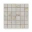 Astrid 2x2 matte porcelain mosaic tile in Oyster, featuring light gray and beige tones with subtle marble-inspired veining in a grid design.