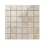 Astrid 2x2 polished porcelain mosaic tile in Sand, highlighting beige and sandy tones with a glossy finish for a refined aesthetic.