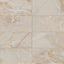 Astrid 12x24 matte porcelain tile in Sand, featuring warm beige tones with intricate golden veining for a luxurious marble-like finish.