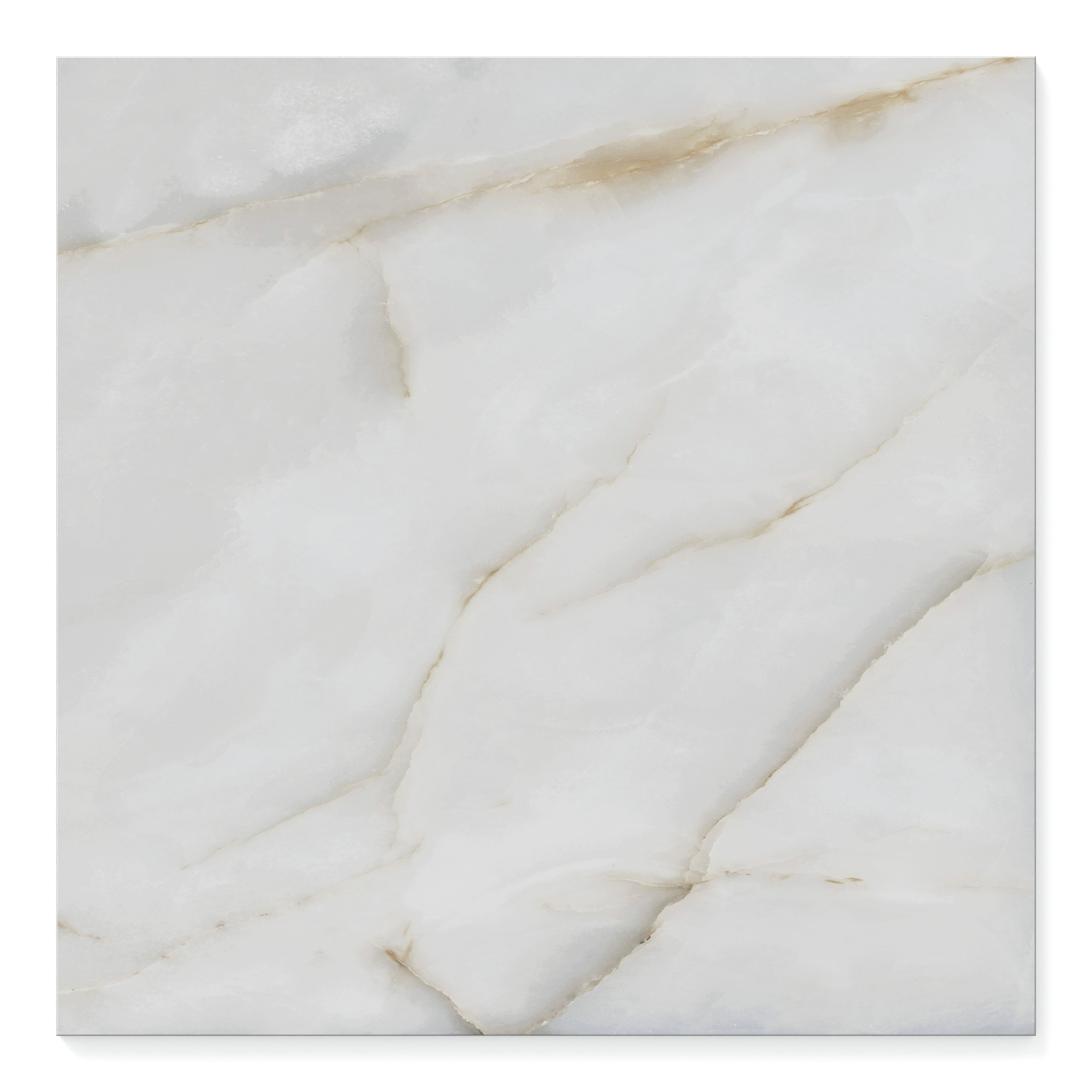 Astrid Pearl onyx-look porcelain tile exudes elegance in a light, airy setting.