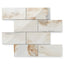 Astrid 3x6 polished porcelain mosaic tile in alabaster, featuring warm beige tones with a glossy, reflective finish.