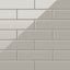 Polly Grey 3x10 glossy ceramic tiles combine a sleek reflective surface with a neutral tone, perfect for modern backsplashes or sophisticated feature walls.