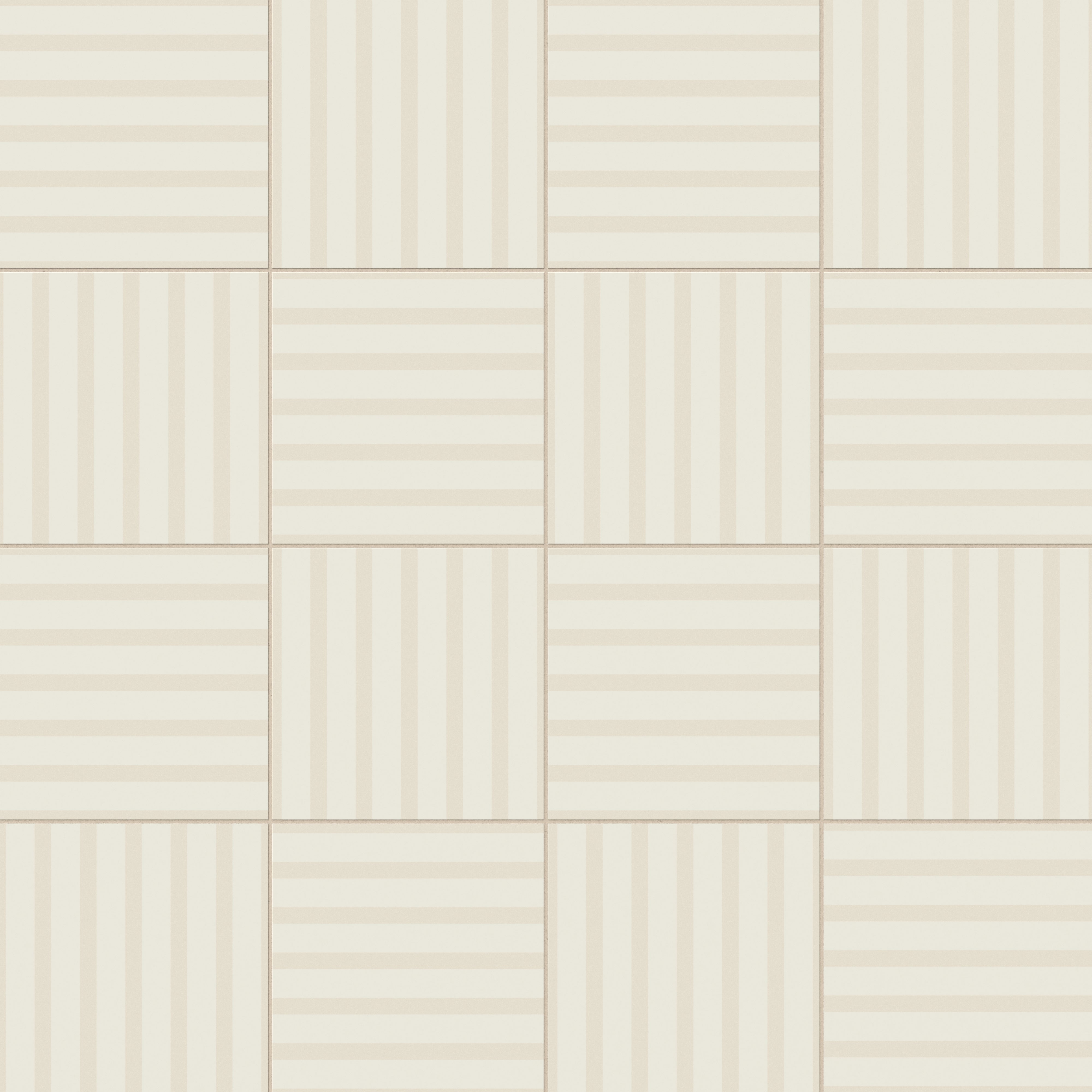 Riley 12x12 Matte Porcelain Tile in Striped Pattern Cream