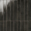 Deep charcoal gloss tile in a sleek 2.5x16 size, offering a polished, modern aesthetic with subtle texture for versatile wall designs.