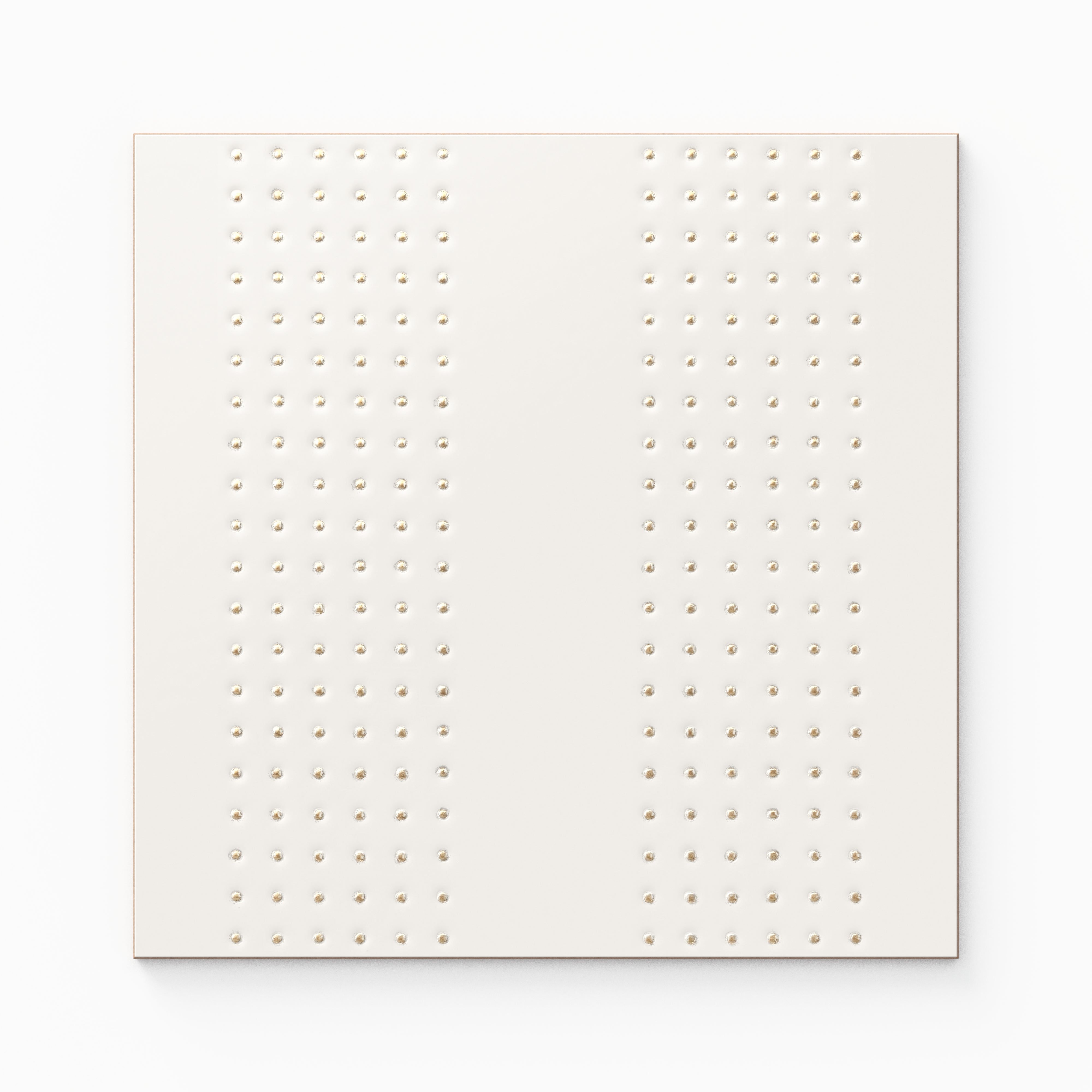 Kira 12x12 Satin Ceramic Tile in Striped Dots White Sample