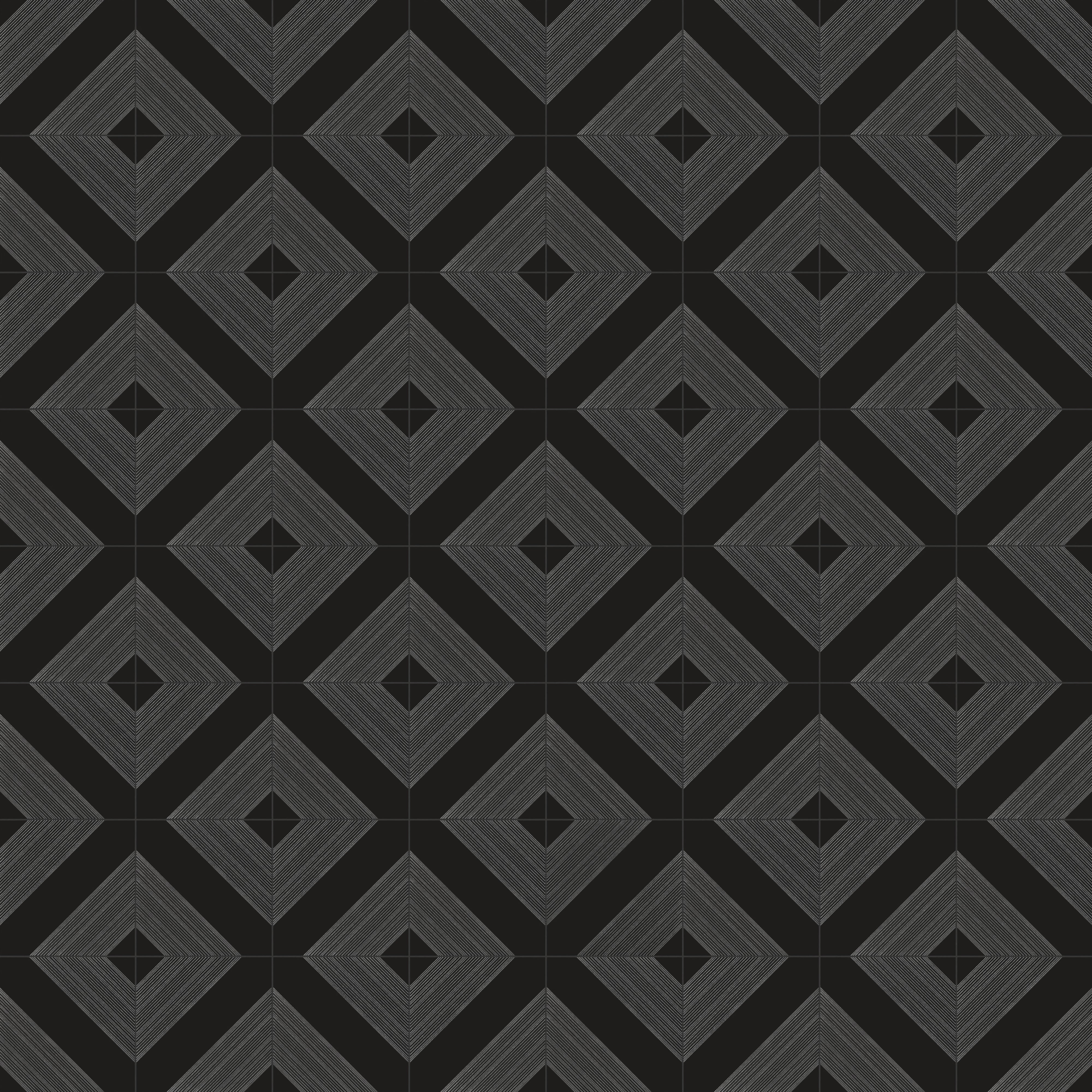 Estelle 12x12 Satin Ceramic Tile in Deco 1 Black Silver