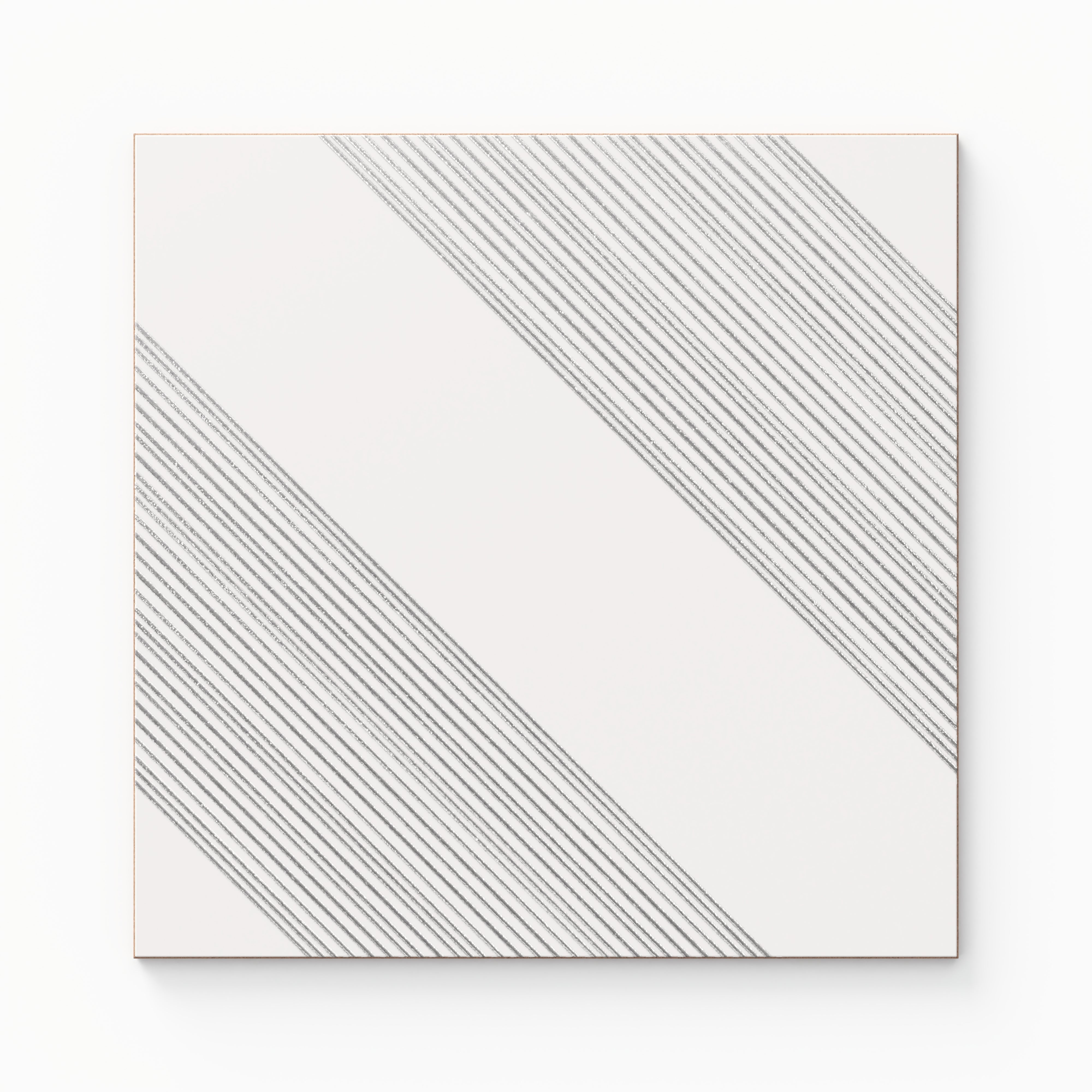 Estelle 12x12 Satin Ceramic Tile in Deco 1 Whitte Silver Sample
