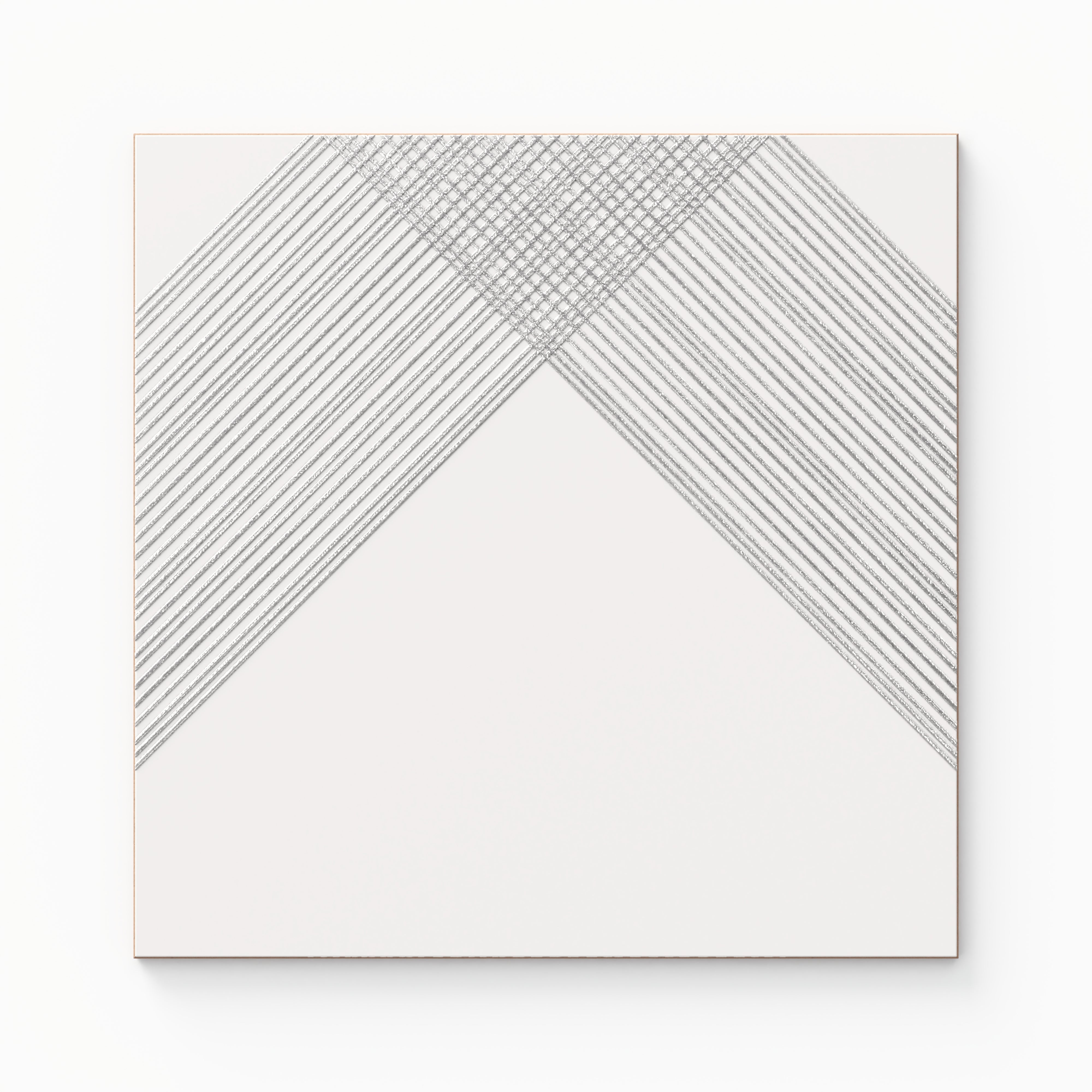 Estelle 12x12 Satin Ceramic Tile in Deco 2 White Silver Sample