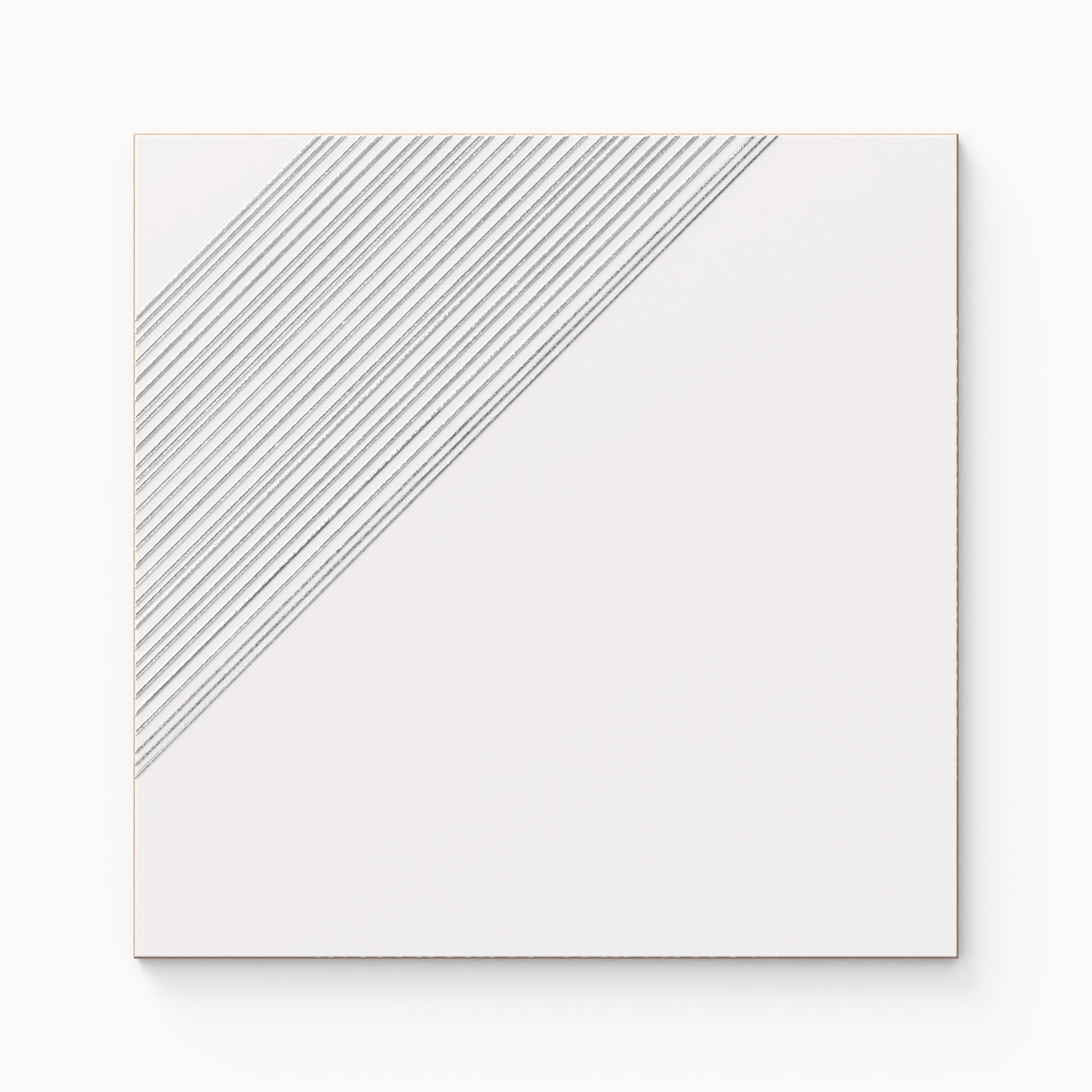 Estelle 12x12 Satin Ceramic Tile in Deco 3 White Silver Sample